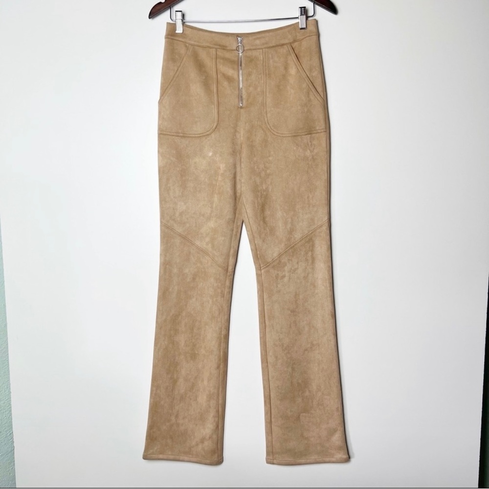 Majorelle faux suede straight leg pants